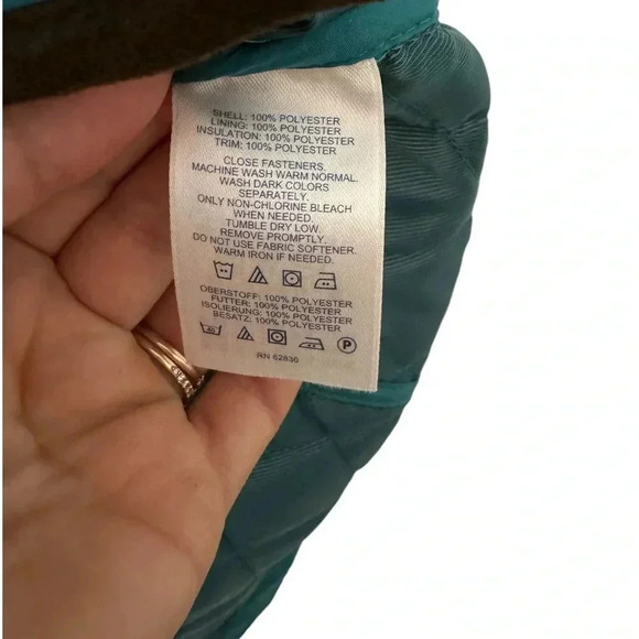 Lands' End Women's Teal Blue Brown Trim Quilted Snap Button Barn Jacket Size Med - Picture 3 of 5